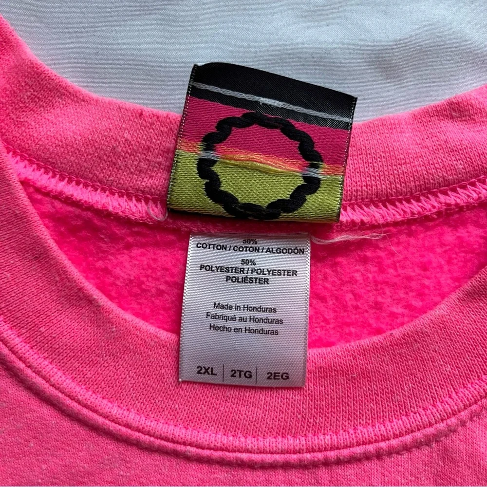 FARRADAS‎ neon pink crew neck knit fleece oversized long sleeve pullover sweater
